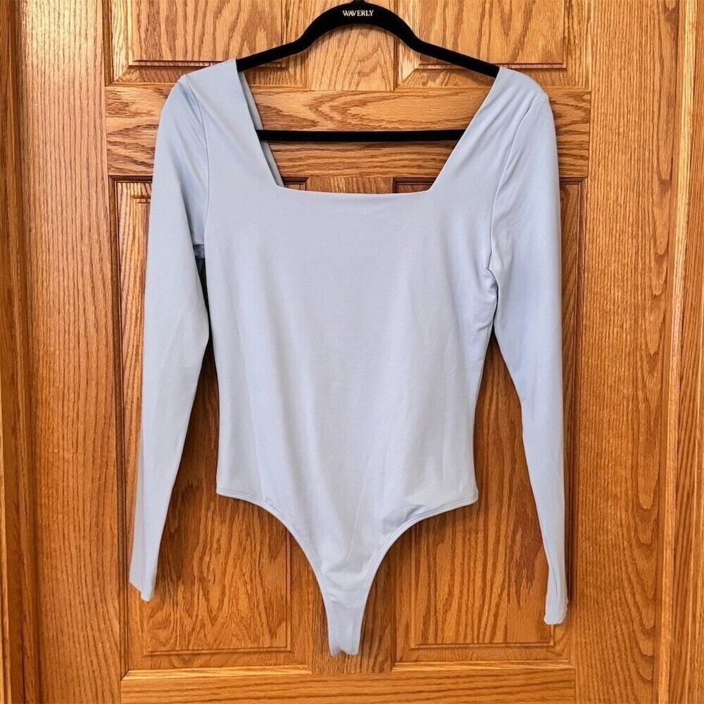 mi ami by Francescia's Bodysuit Womens Size M Light Blue Square Neck NWOT